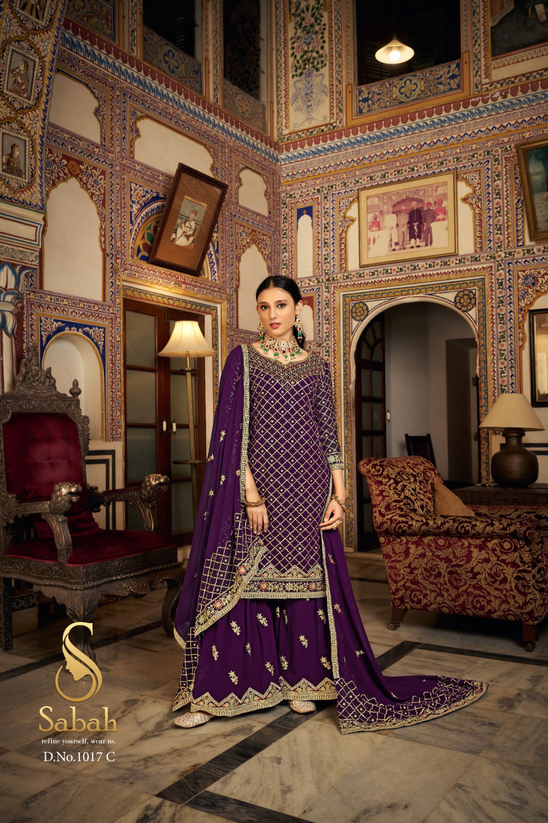 Sabah Zeel Embroidery Sharara Salwar Kameez Catalog
